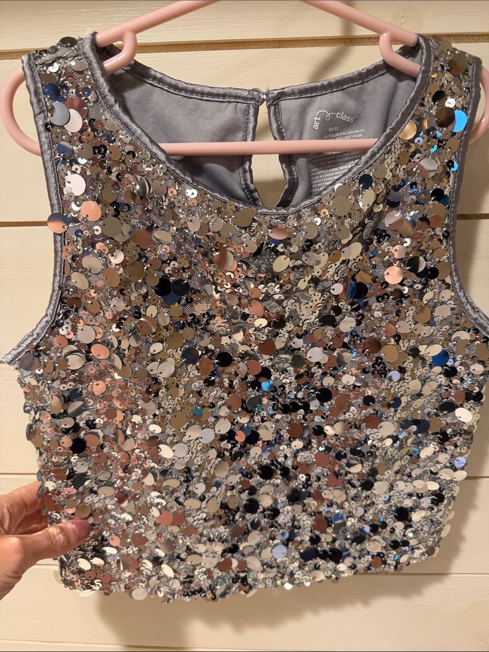 art class Silver Sequin Girls' Party Tank Top